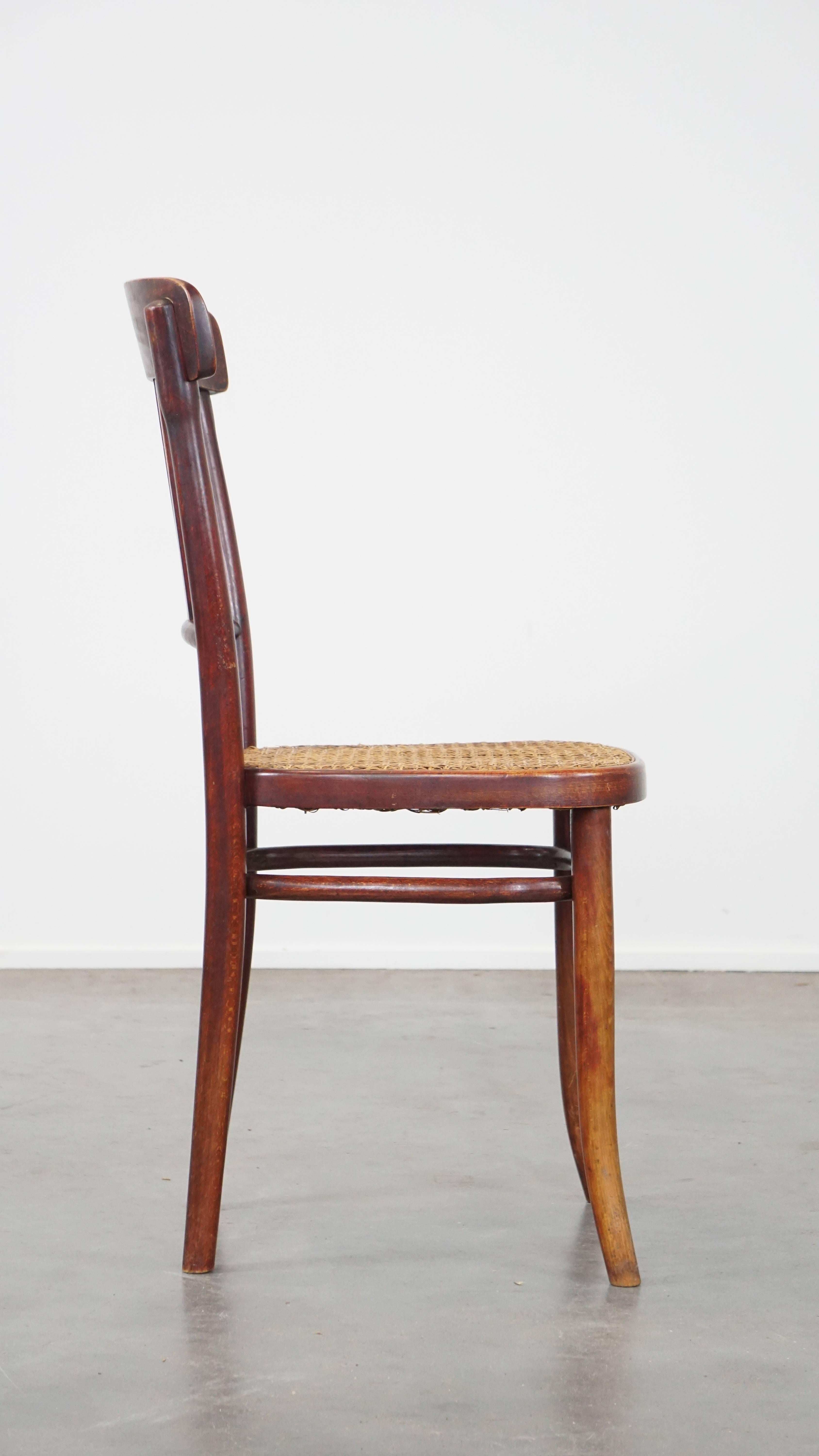 Hand-Crafted Original vintage Thonet design bistro chair with matte seat For Sale