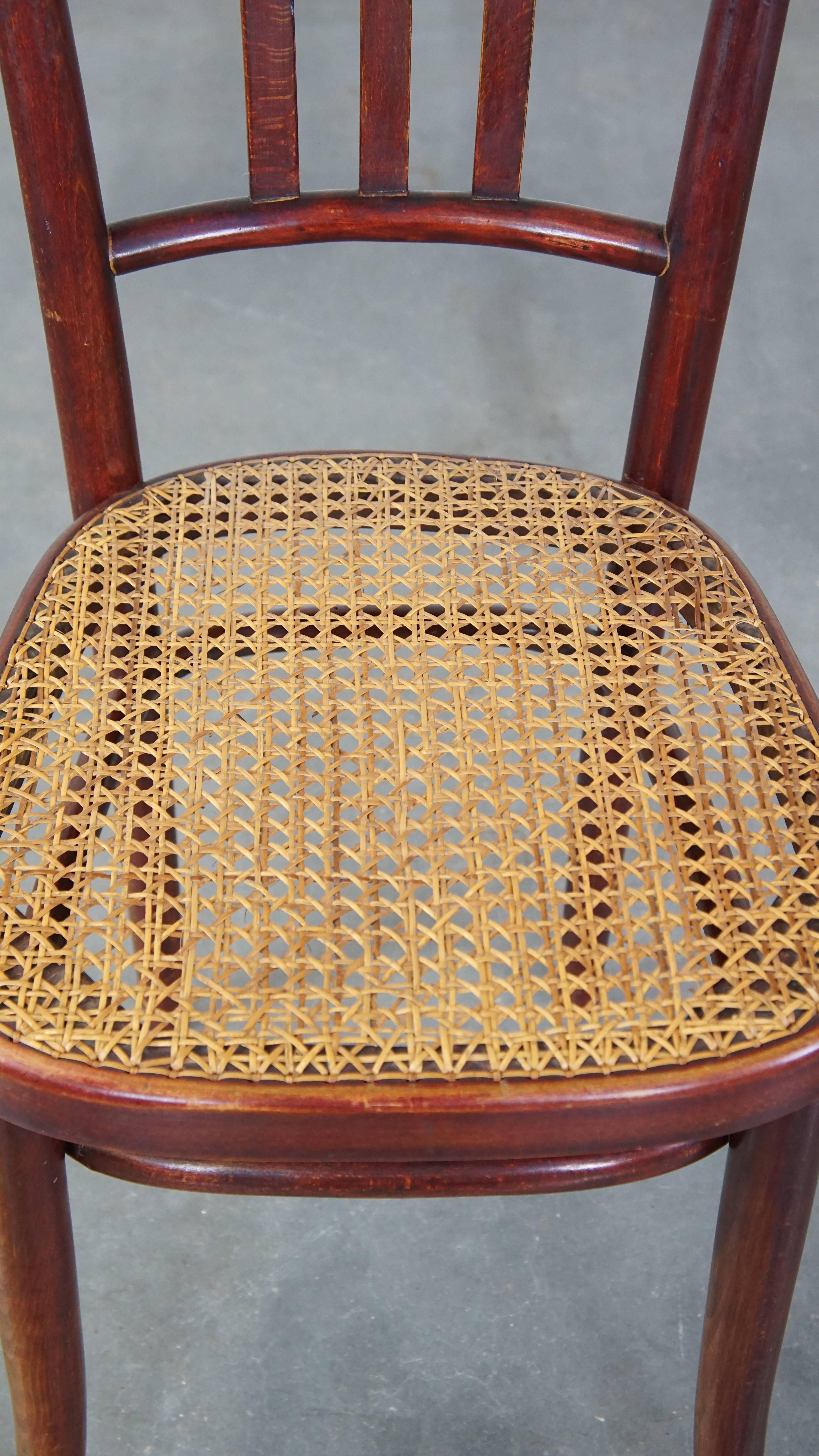 Wicker Original vintage Thonet design bistro chair with matte seat For Sale