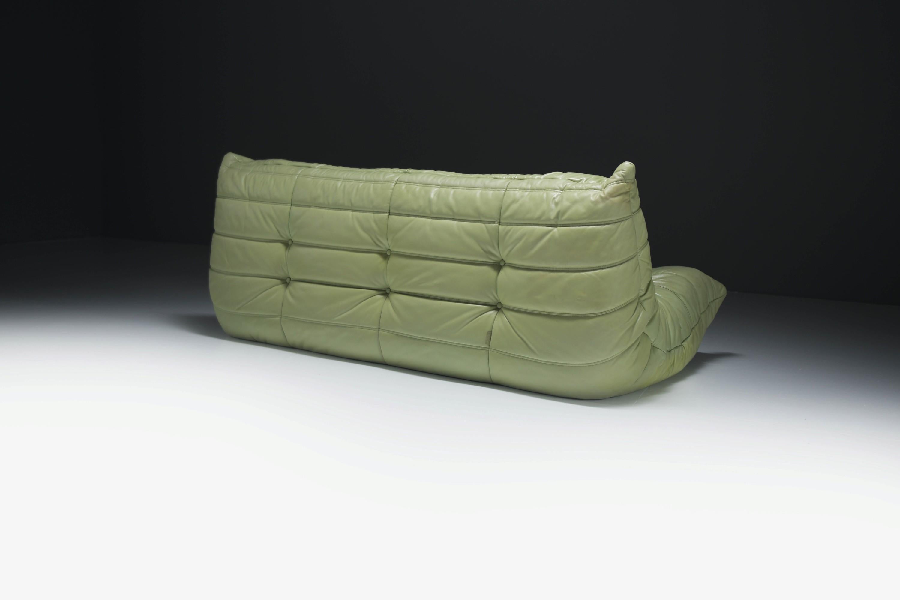 Original vintage Togo from 1978 in mint green by Michel Ducaroy for Ligne Roset. In Good Condition In Buggenhout, Oost-Vlaanderen