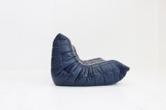 Original Vintage Togo ligne Roset 3 seater sofa in blue leather