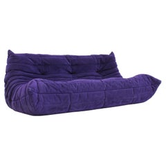 Original Vintage Togo ligne Roset 3 seater sofa purple alacantra 