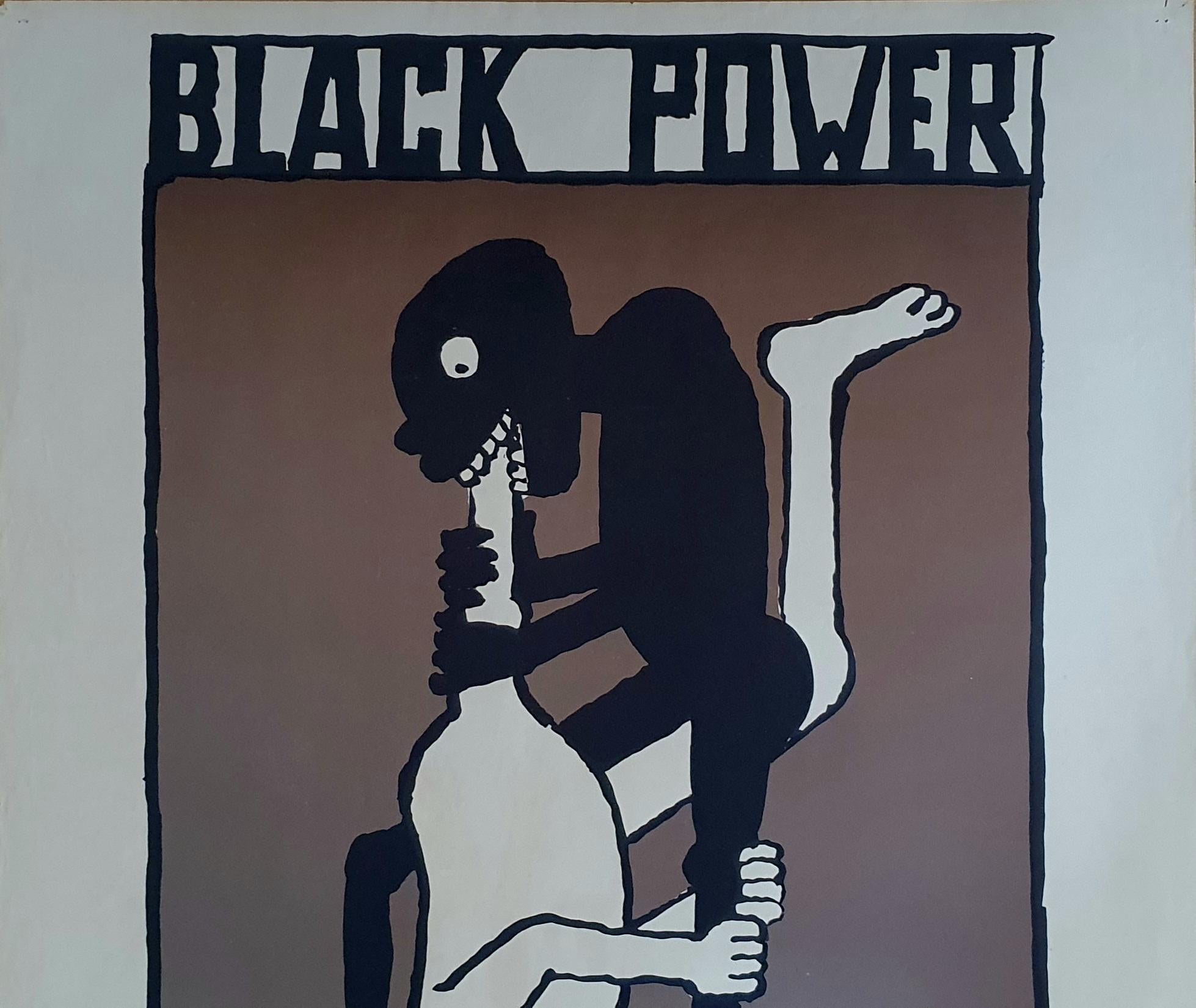 Original vintage Tomi Ungerer poster ´Black power/white power´, 1967. 
In good vintage condition; see photos and description. 


