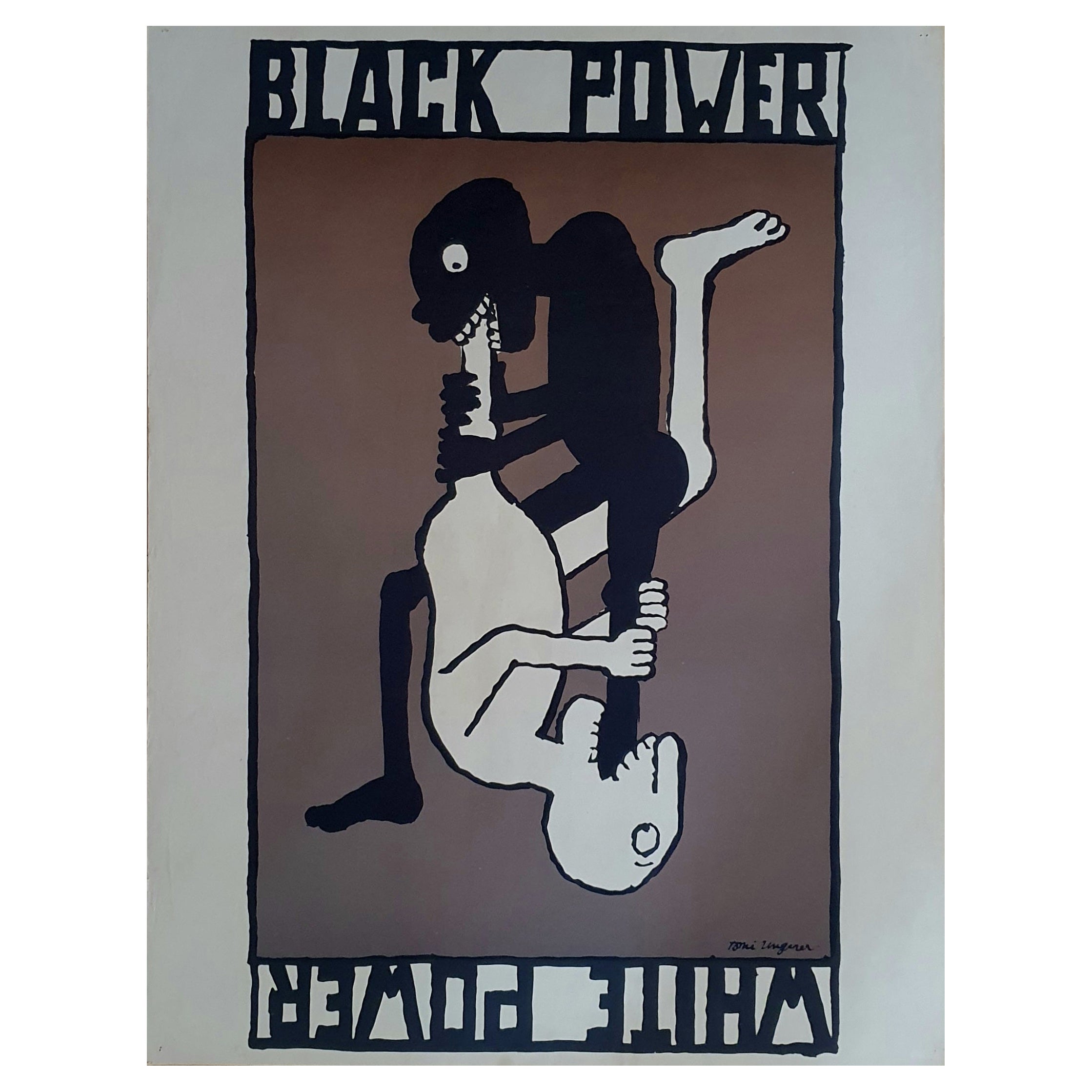 Original Tomi Ungerer Plakat "Schwarze Macht/Weiße Macht" 1967 im Angebot