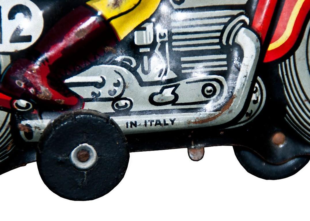 This AMB Motorcyclist is an original vintage toy. 

Made in Italy by AMB probably in 1960s. Model n. 701.

Very good conditions.

This object is shipped from Italy. Under existing legislation, any object in Italy created over 70 years ago by