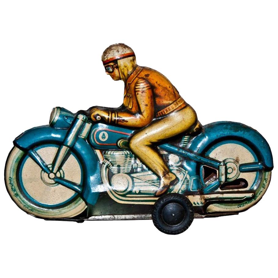 Original Vintage-Spielzeug:: Reibungsmotorradfahrer:: 1960er Jahre