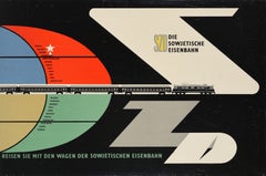 Original Vintage Train Travel Advertising Poster SZD Soviet Railway USSR CCCP