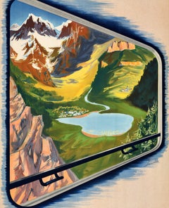Original Vintage Train Travel Poster Alpes SNCF French Railways Saindre Alps
