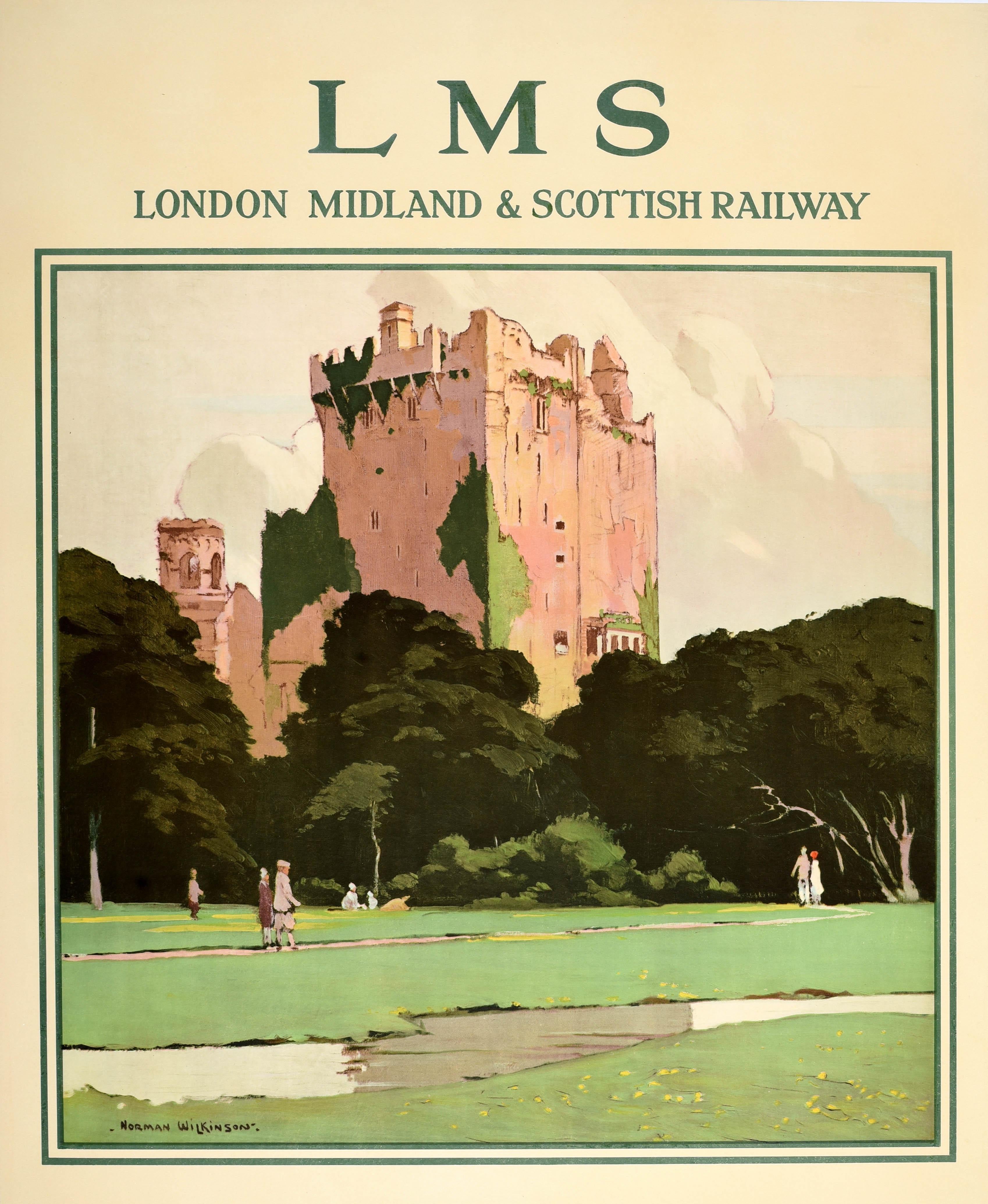 Art Déco Poster originale d'epoca per il viaggio in treno Castello di Blarney LMS Norman Wilkinson Irlanda in vendita