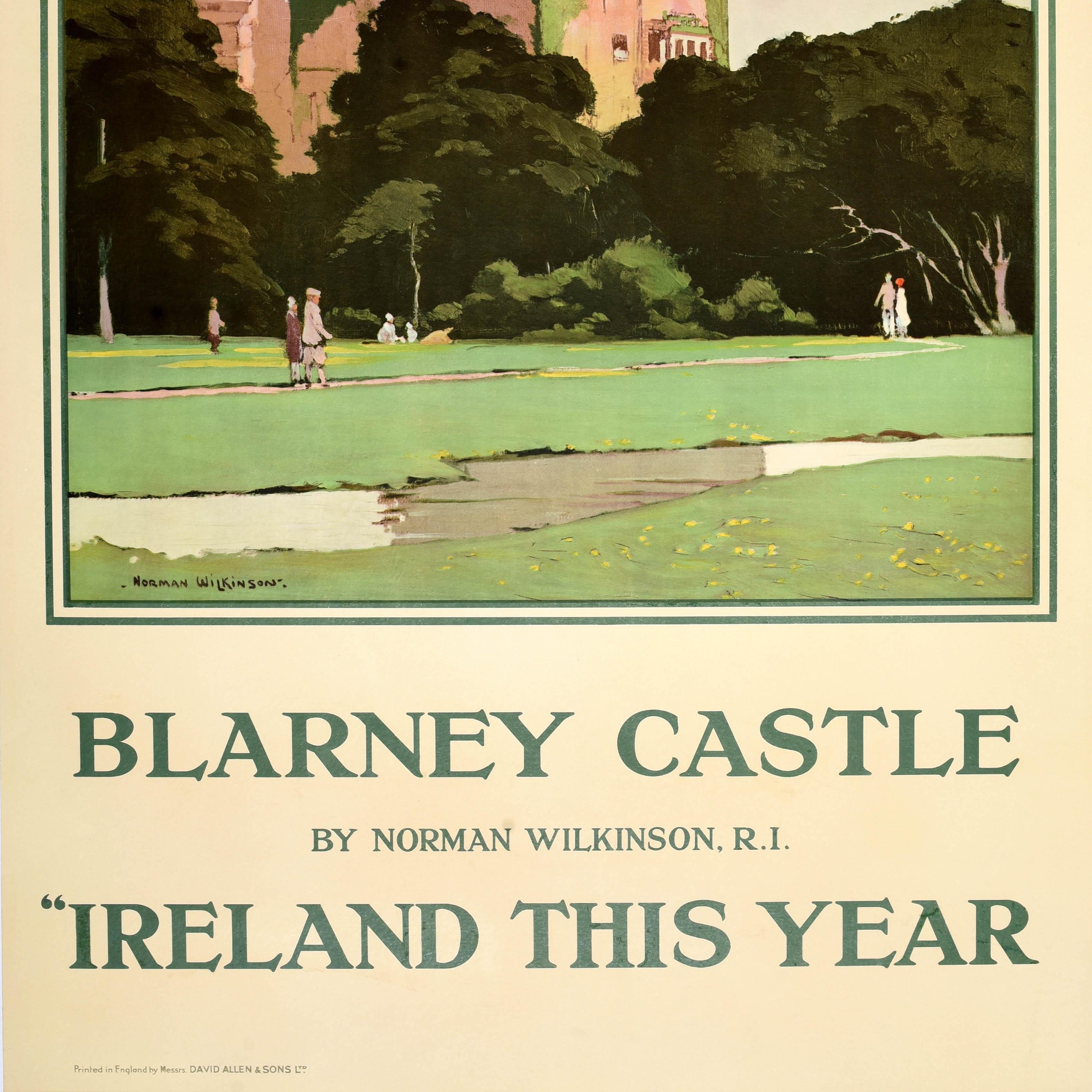 Britannico Poster originale d'epoca per il viaggio in treno Castello di Blarney LMS Norman Wilkinson Irlanda in vendita