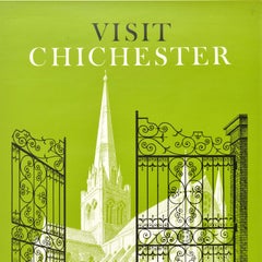 Original Vintage Train Travel Poster Chichester British Railways Lander