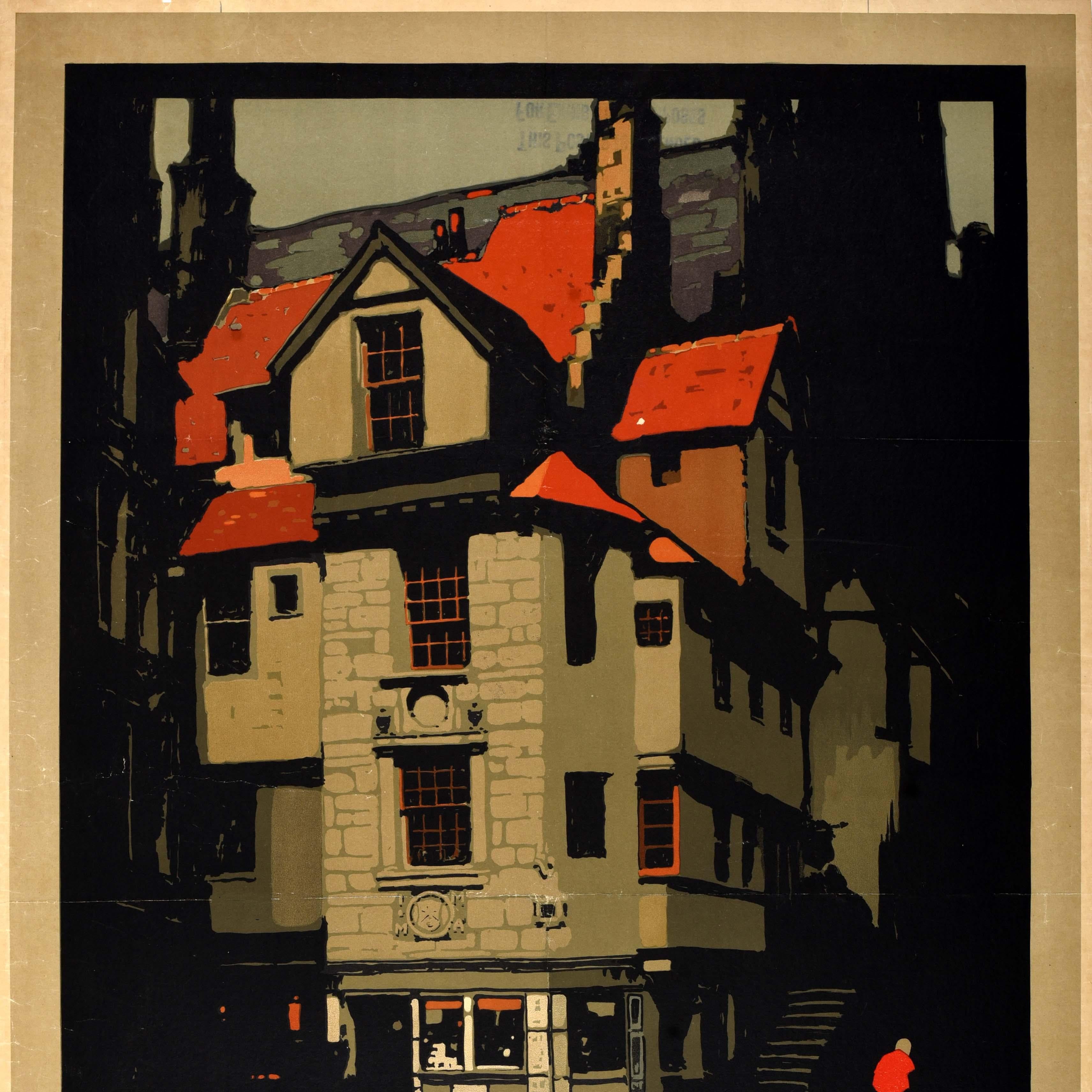 Britannico Poster originale di viaggio in treno d'epoca Edimburgo LNER Scozia Fred Taylor in vendita