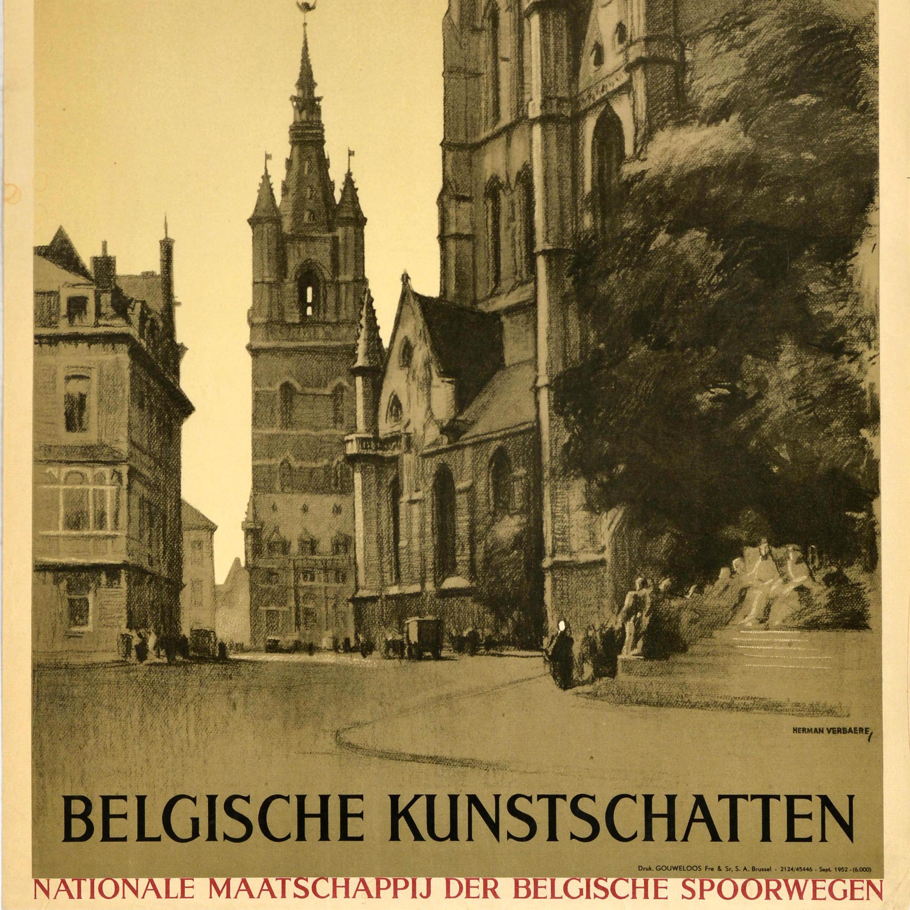 Poster originale d'epoca per il viaggio in treno Gand Tesori d'arte belgi Herman Verbaere In condizioni buone in vendita a London, GB