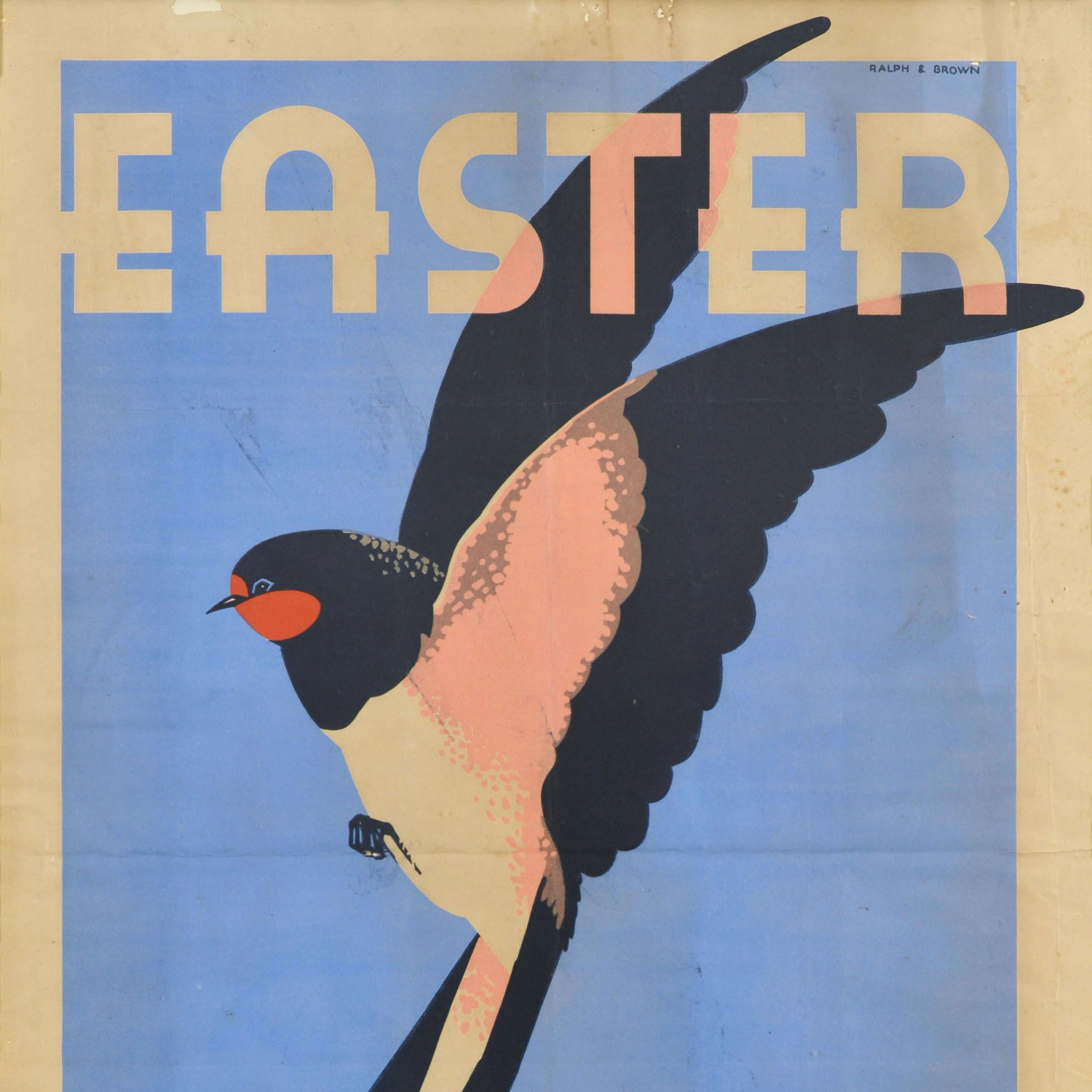 Original Vintage-Vintage-Zug-Reiseplakat GWR Easter Sparrow Great Western Railway (Britisch) im Angebot
