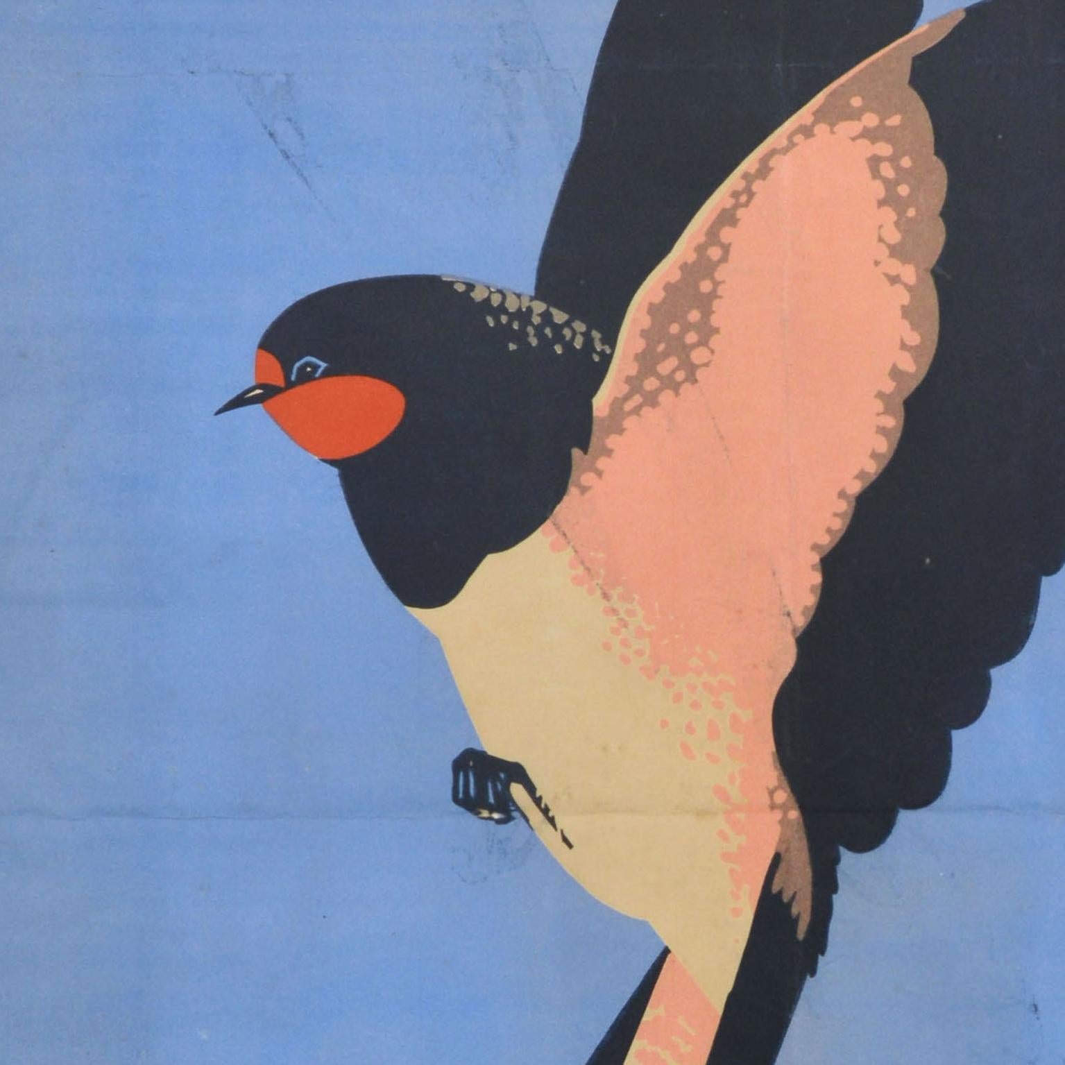 Original Vintage-Vintage-Zug-Reiseplakat GWR Easter Sparrow Great Western Railway (Mitte des 20. Jahrhunderts) im Angebot