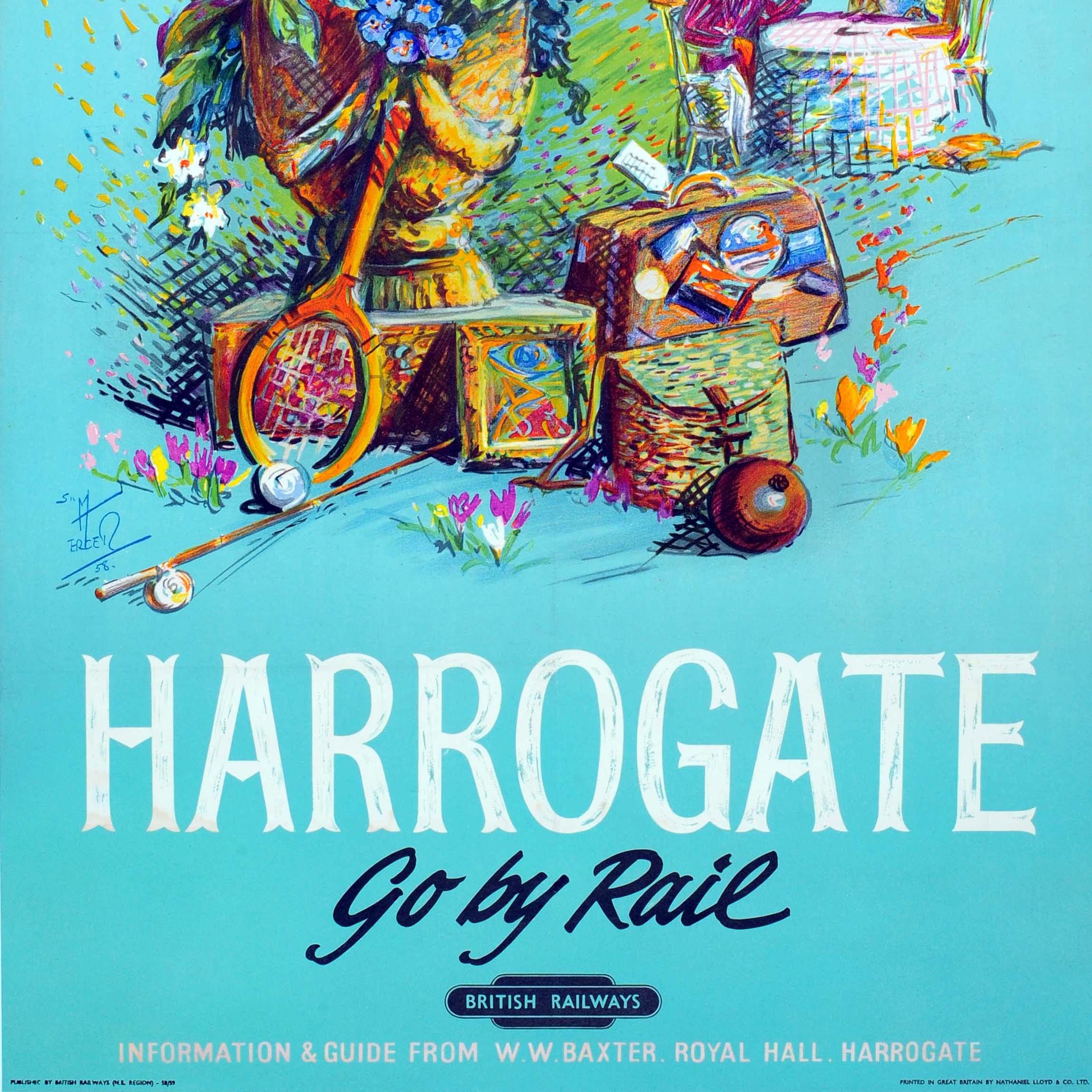Poster originale d'epoca per il viaggio in treno Harrogate British Railways Yorkshire Regno Unito In condizioni discrete in vendita a London, GB