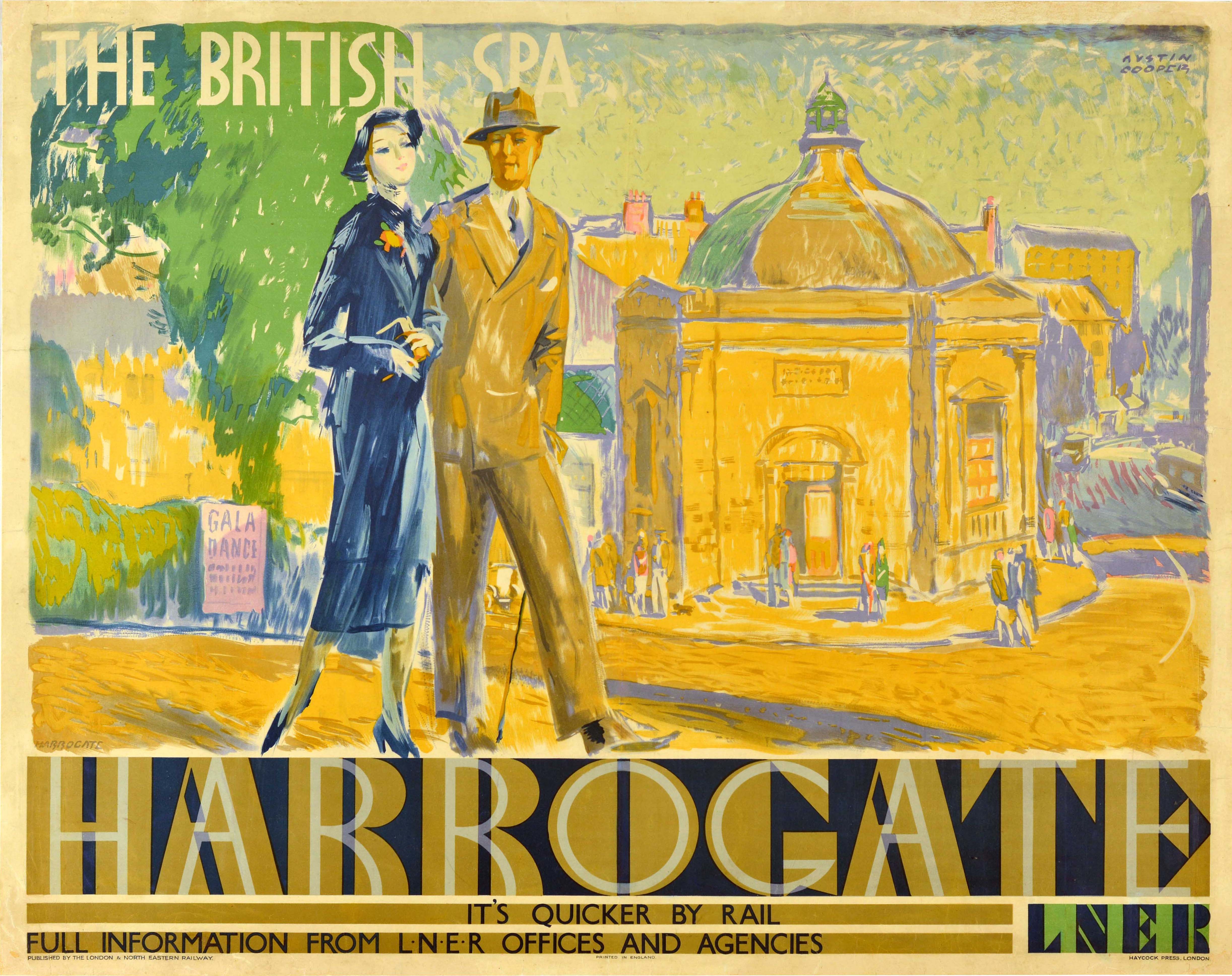 Original Vintage Train Travel Poster Harrogate British Spa LNER Austin Cooper