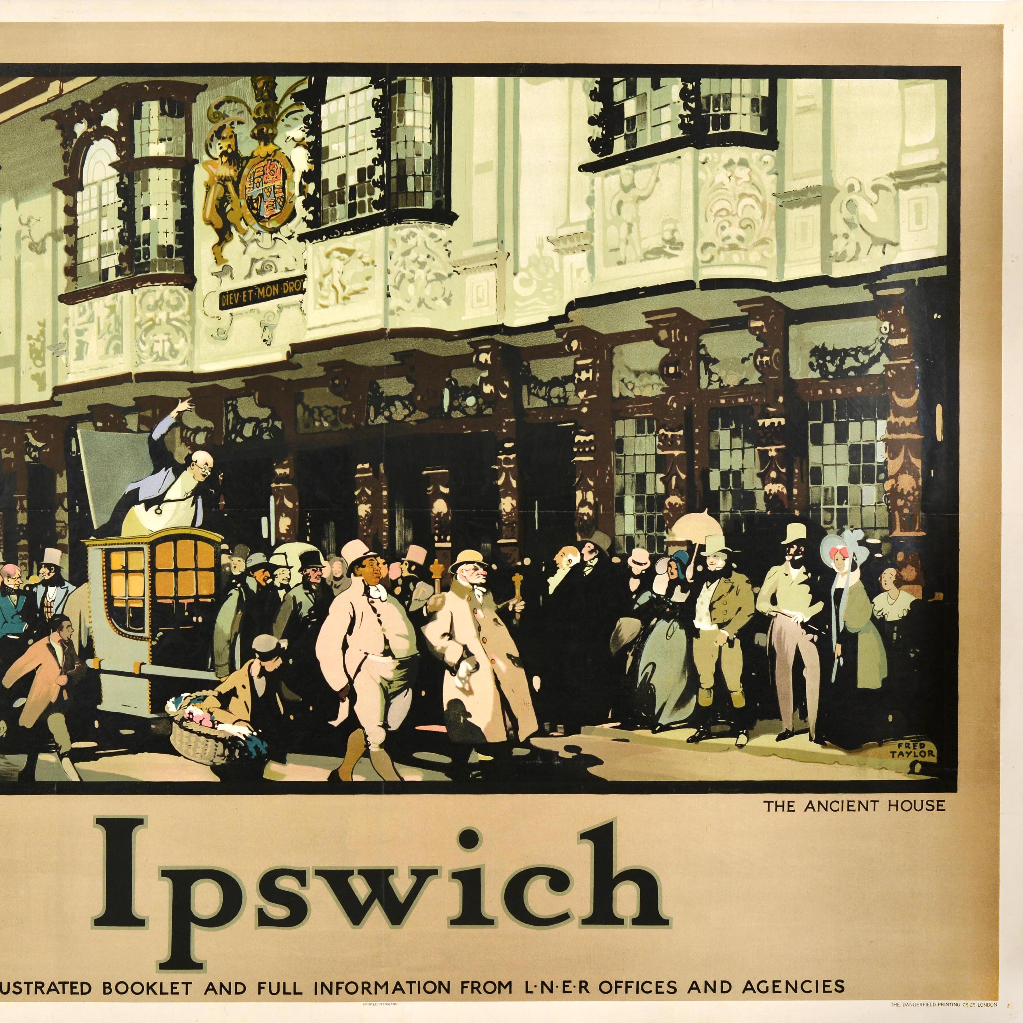 British Original Vintage Train Travel Poster Ipswich LNER Mr Pickwick The Ancient House For Sale