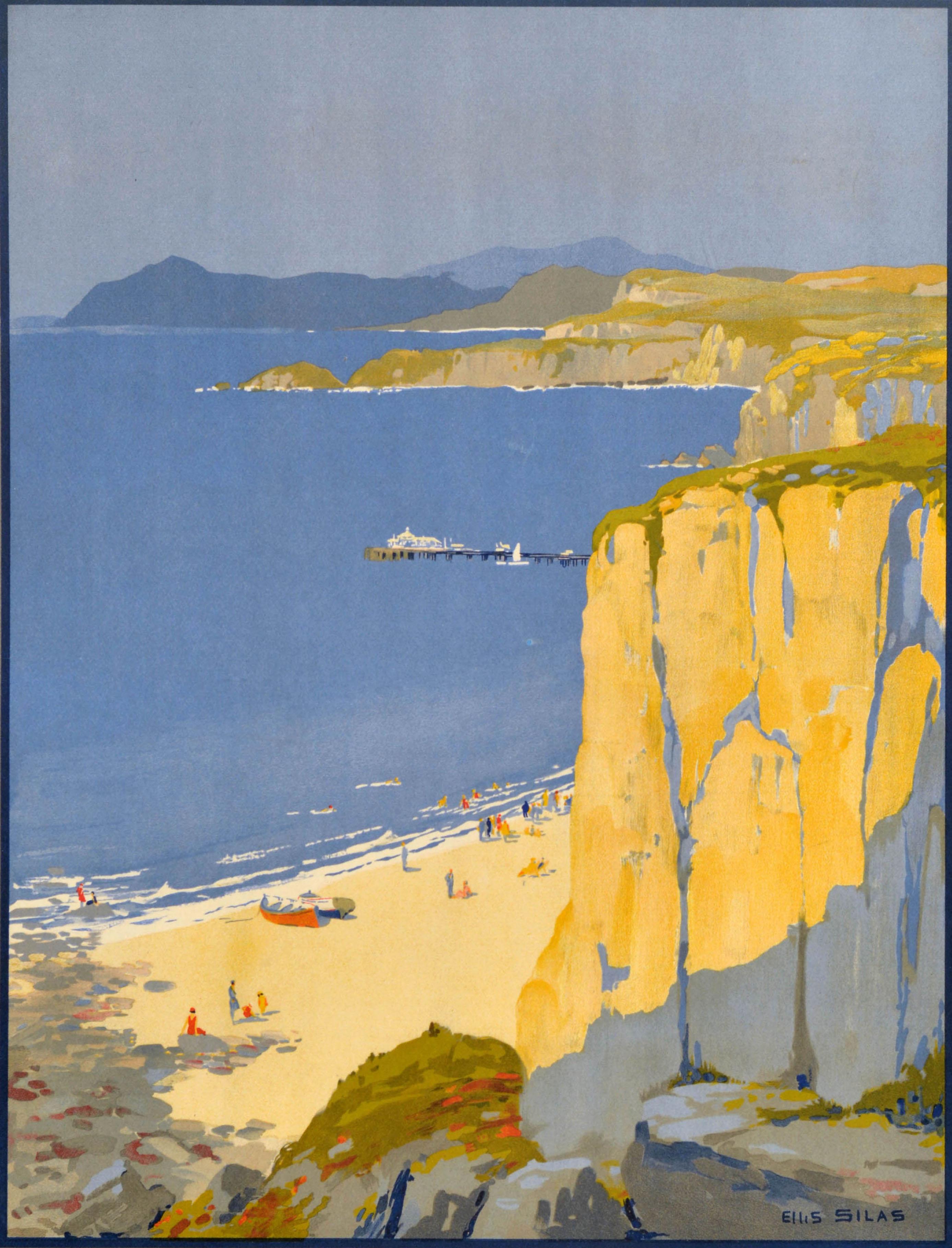 Original vintage LMS train travel poster - North Wales for Holidays cheap tickets and illustrated folder from the London Midland & Scottish Railway - featuring the text below a scenic view by the British artist Ellis Luciano Silas (1885-1972) of the