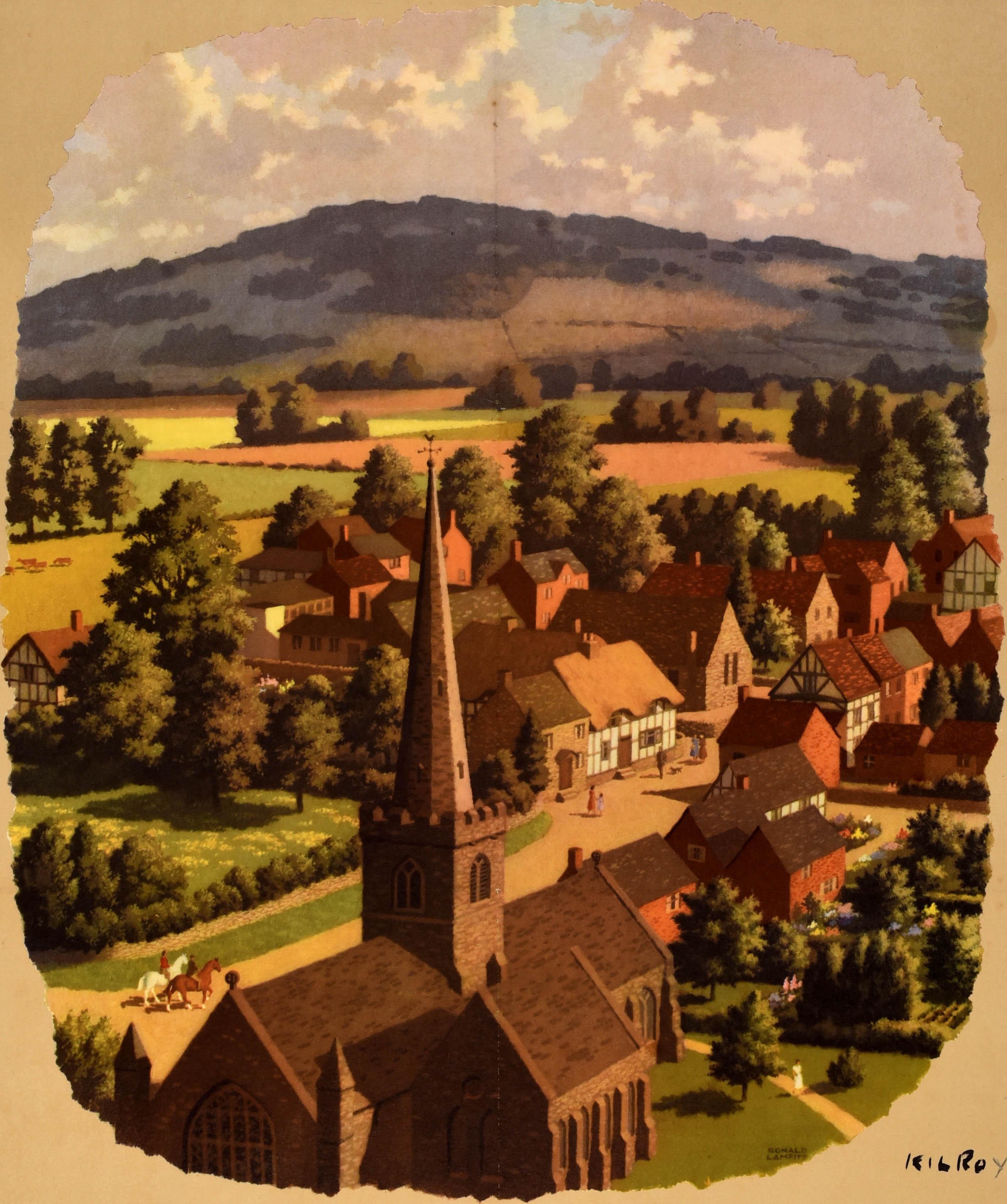 Britannico Poster originale d'epoca per il viaggio in treno Vecchio Mondo Inghilterra Bredon British Railways in vendita