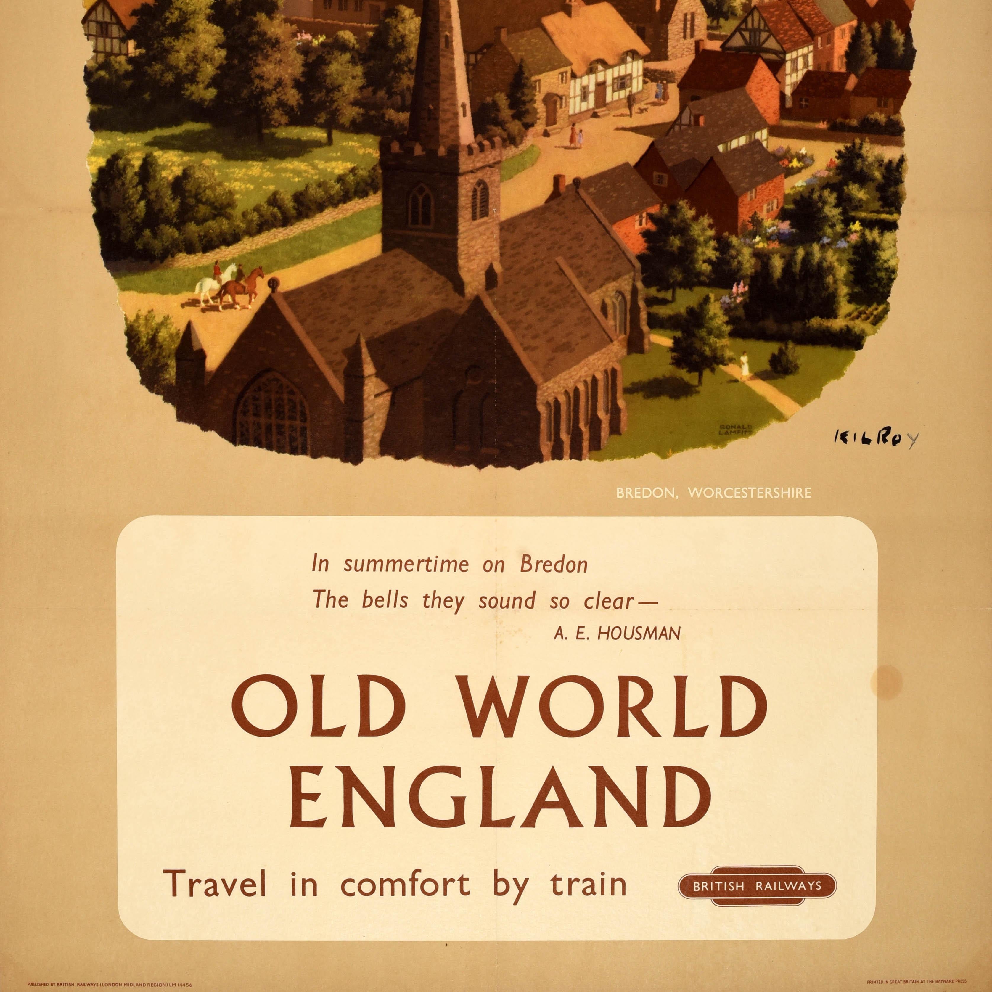 Poster originale d'epoca per il viaggio in treno Vecchio Mondo Inghilterra Bredon British Railways In condizioni buone in vendita a London, GB