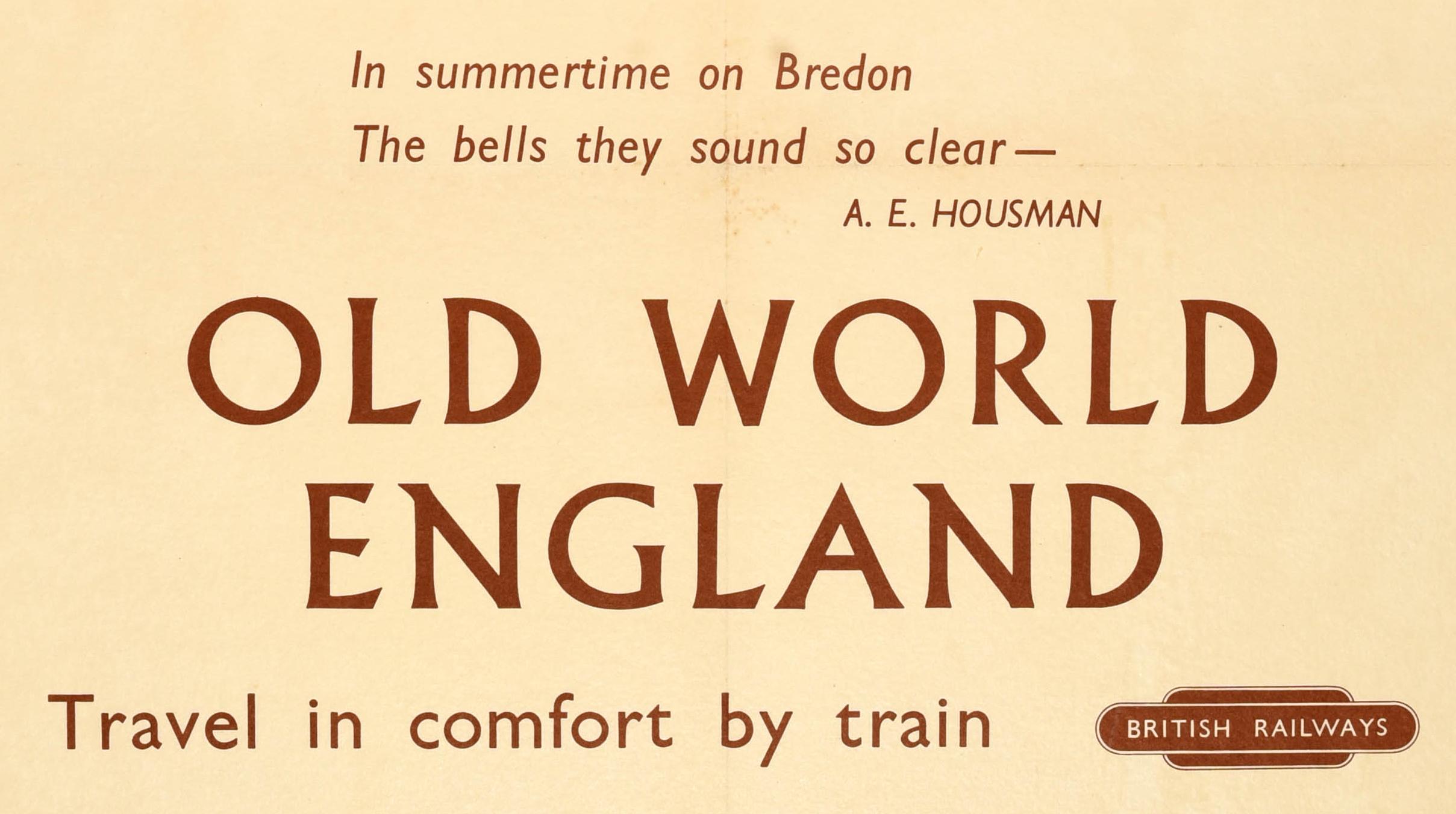 Metà XX secolo Poster originale d'epoca per il viaggio in treno Vecchio Mondo Inghilterra Bredon British Railways in vendita