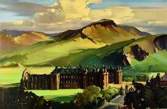 Original Vintage Train Travel Poster Palace of Holyroodhouse Edinburgh Scotland