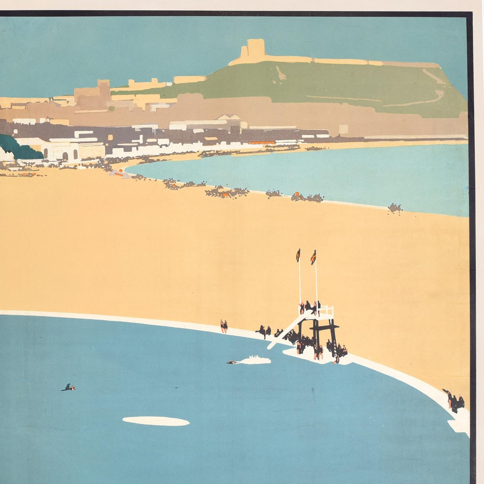 Britannico Poster originale d'epoca per il viaggio in treno Scarborough LNER Fred Taylor Art Deco in vendita