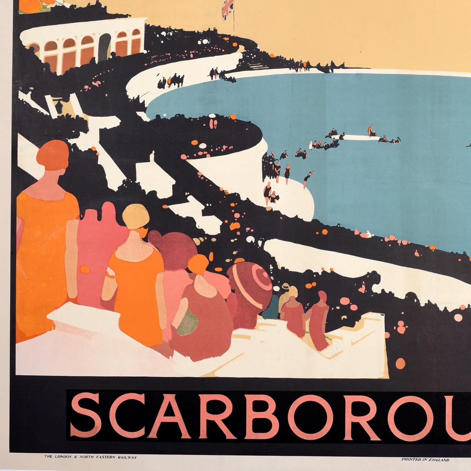 Poster originale d'epoca per il viaggio in treno Scarborough LNER Fred Taylor Art Deco In condizioni buone in vendita a London, GB
