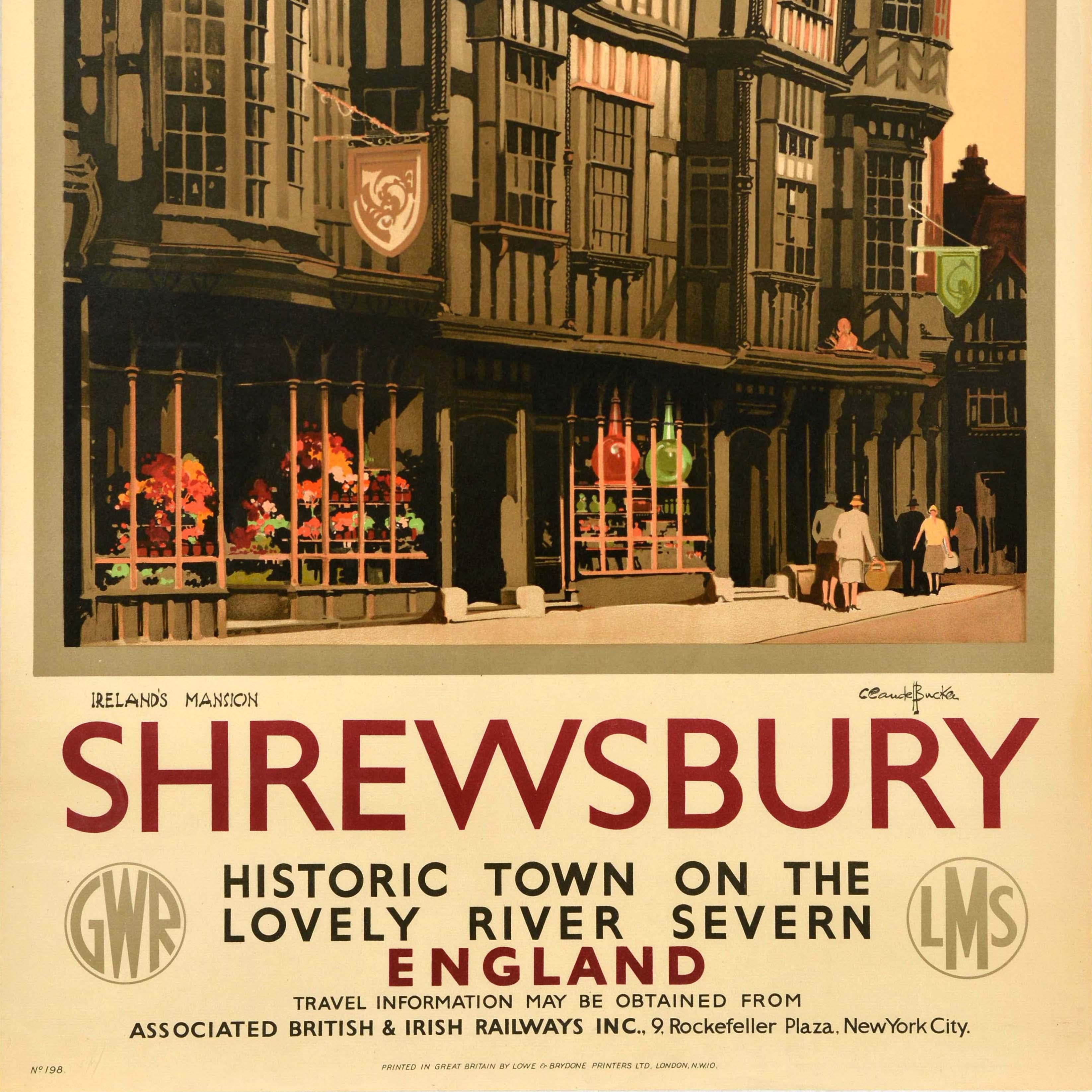 Original Vintage Zug Reise Poster Shrewsbury Irlands Mansion Claude Buckle im Zustand „Gut“ im Angebot in London, GB