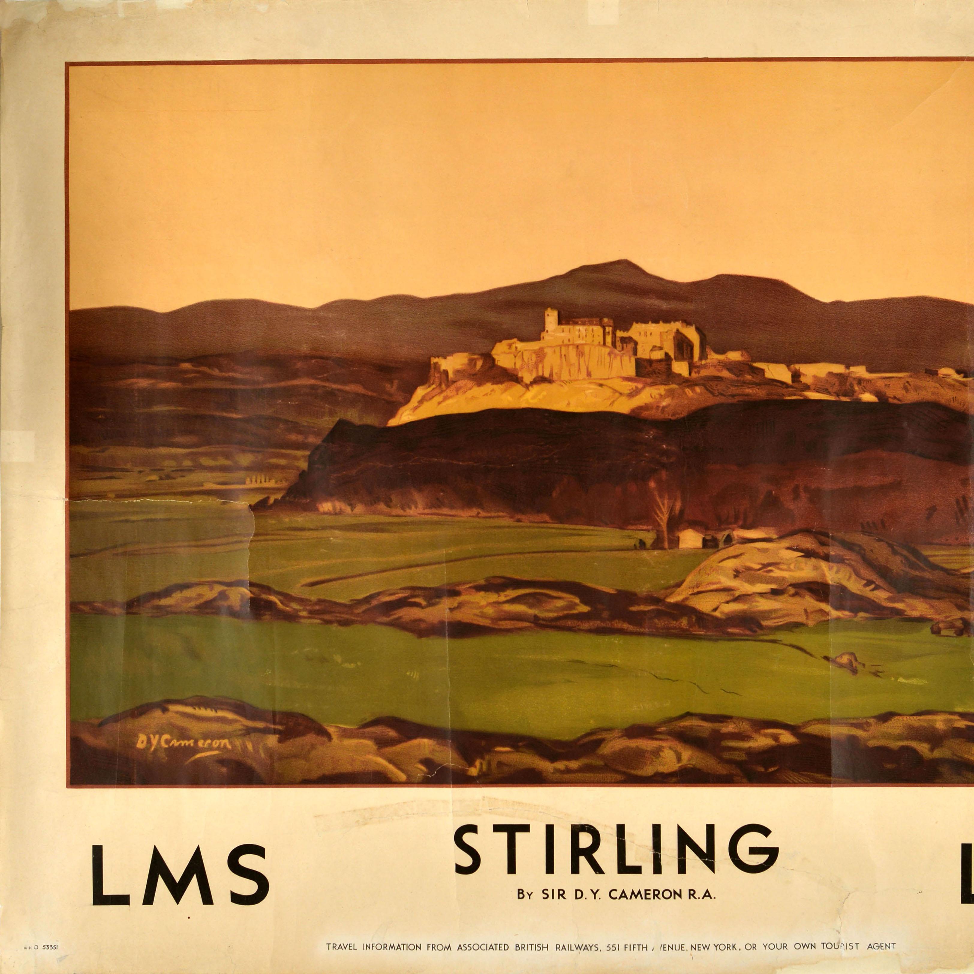 Original Vintage Zugfahrt Poster Stirling Schottland LMS LNER David Cameron (Britisch) im Angebot