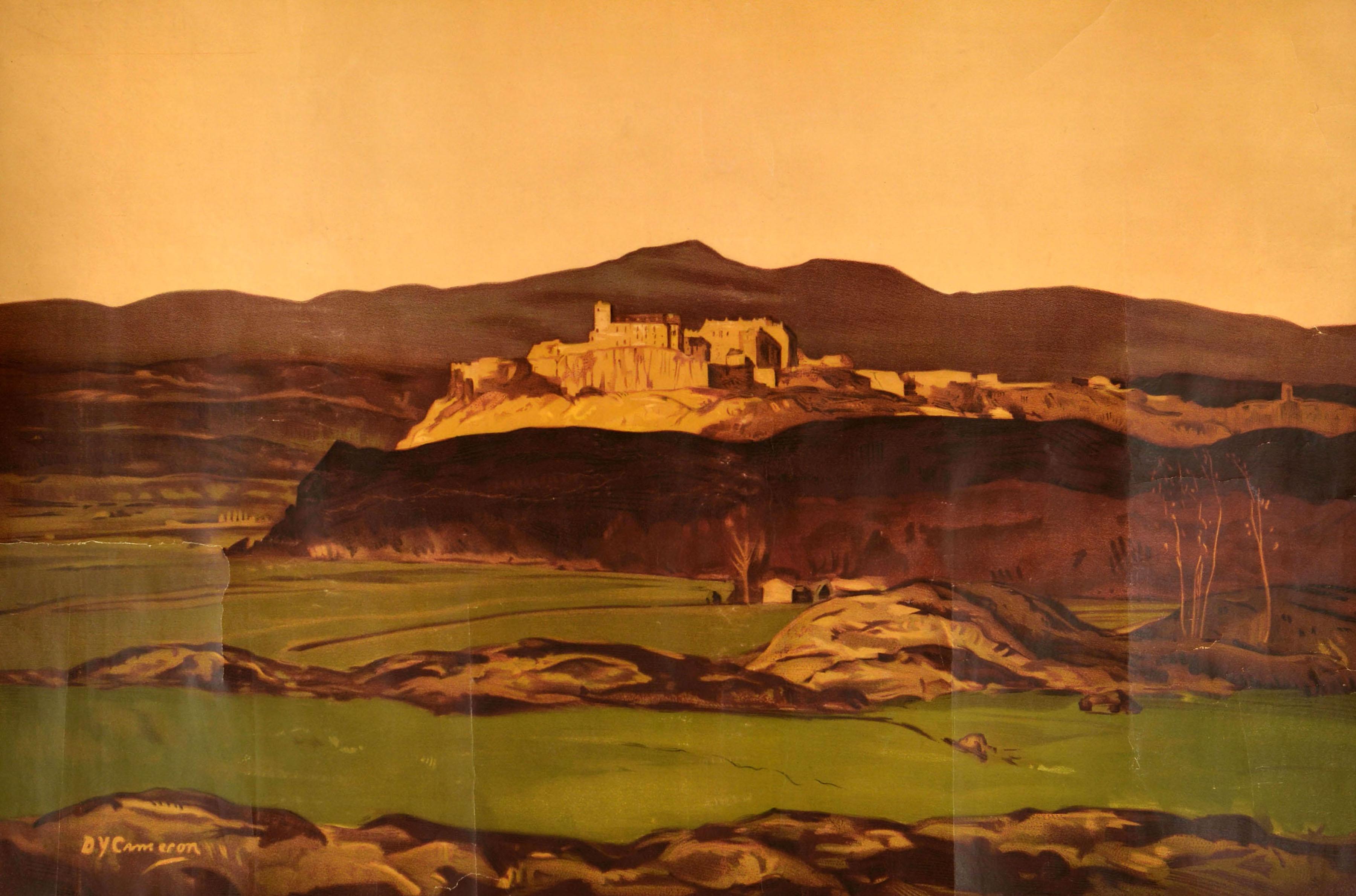 Original Vintage Zugfahrt Poster Stirling Schottland LMS LNER David Cameron (Frühes 20. Jahrhundert) im Angebot