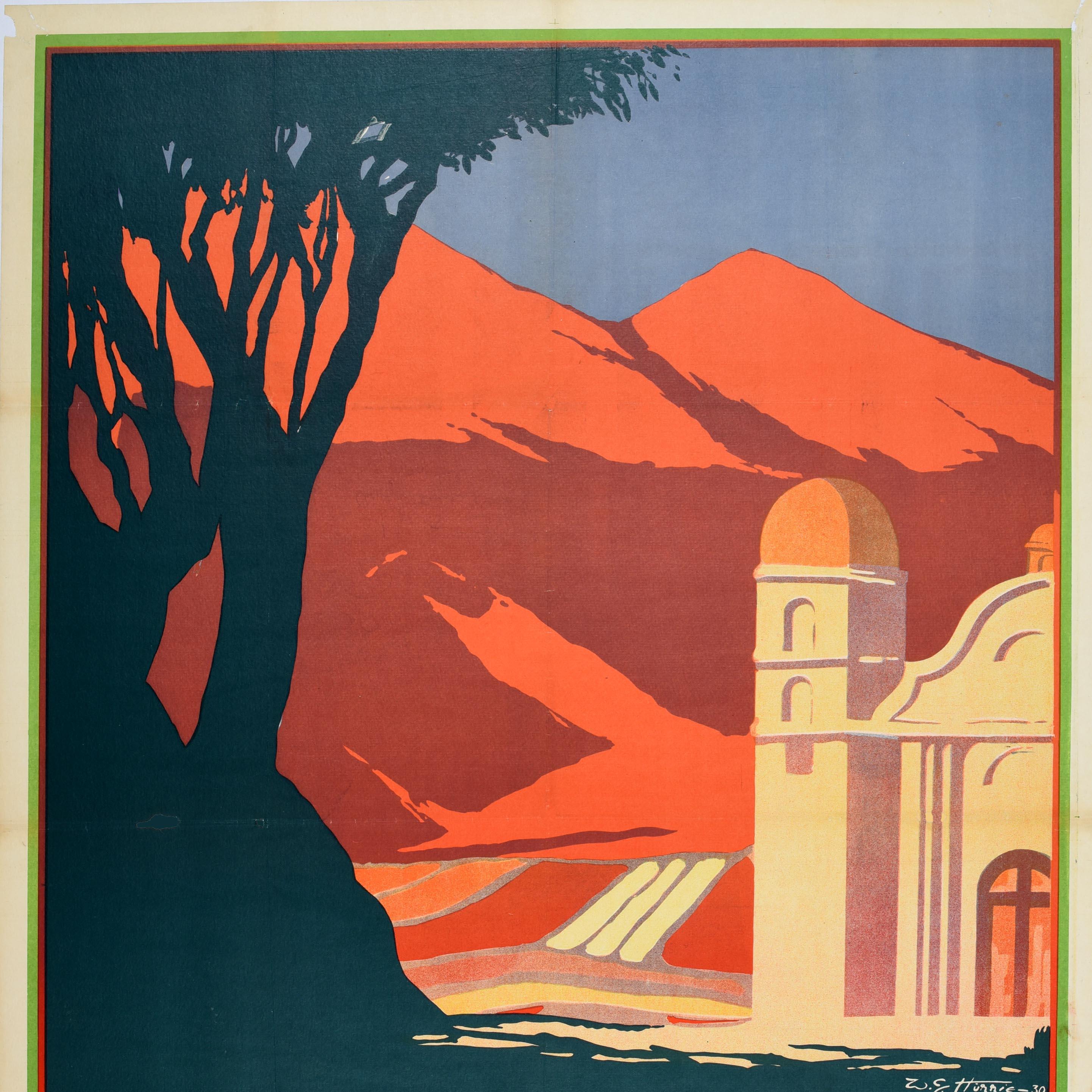 Argentine Original Vintage Train Travel Poster Tandil Health Retreat Argentina Art Deco For Sale