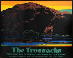 Póster original vintage de viaje en tren The Trossachs Scotland LNER Railway Cooper