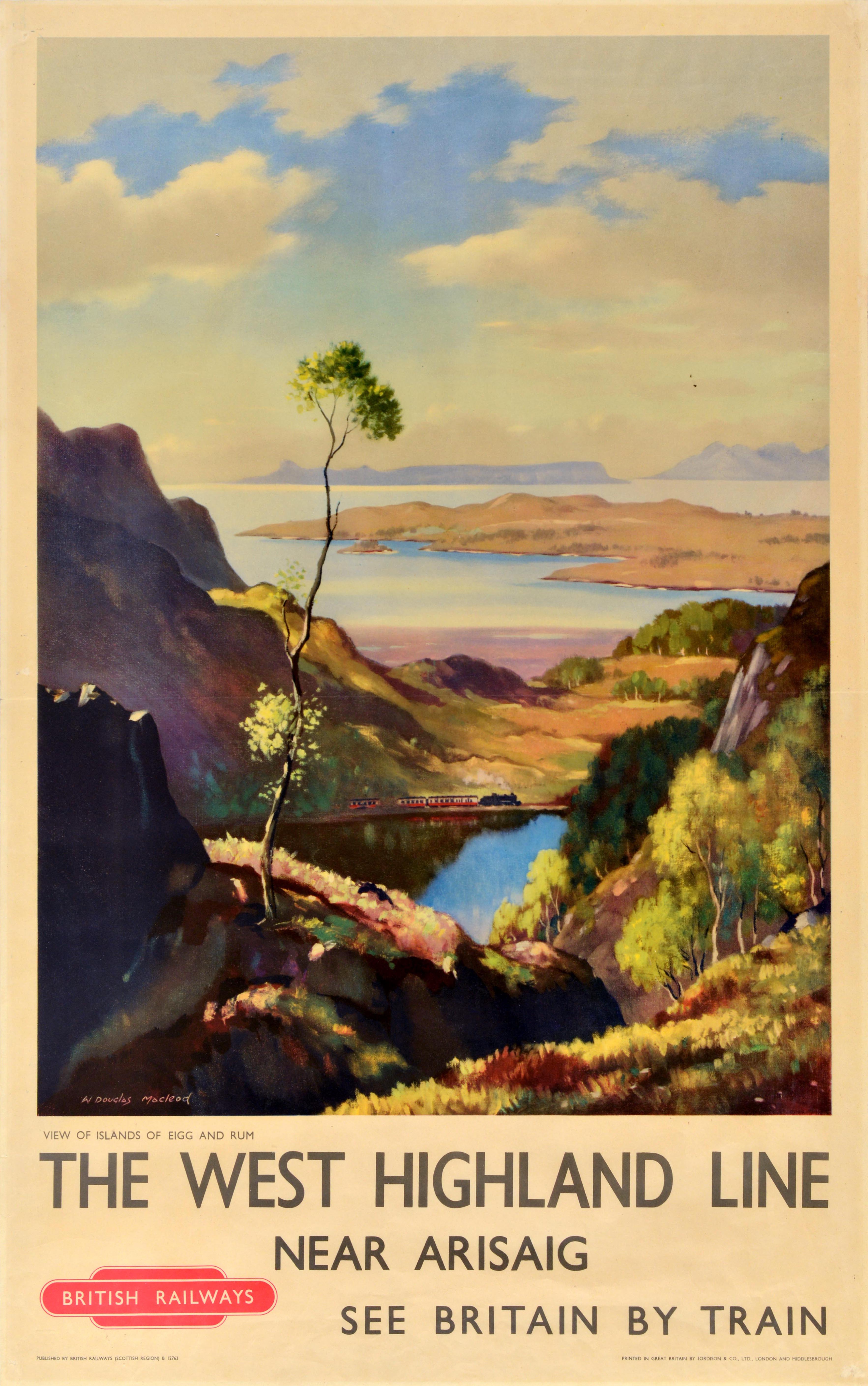 Original Vintage Train Travel Poster West Highland Line Arisaig Scotland