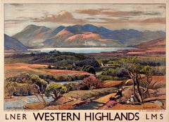 Original Vintage Train Travel Poster Western Highlands LNER LMS Scotland Birch