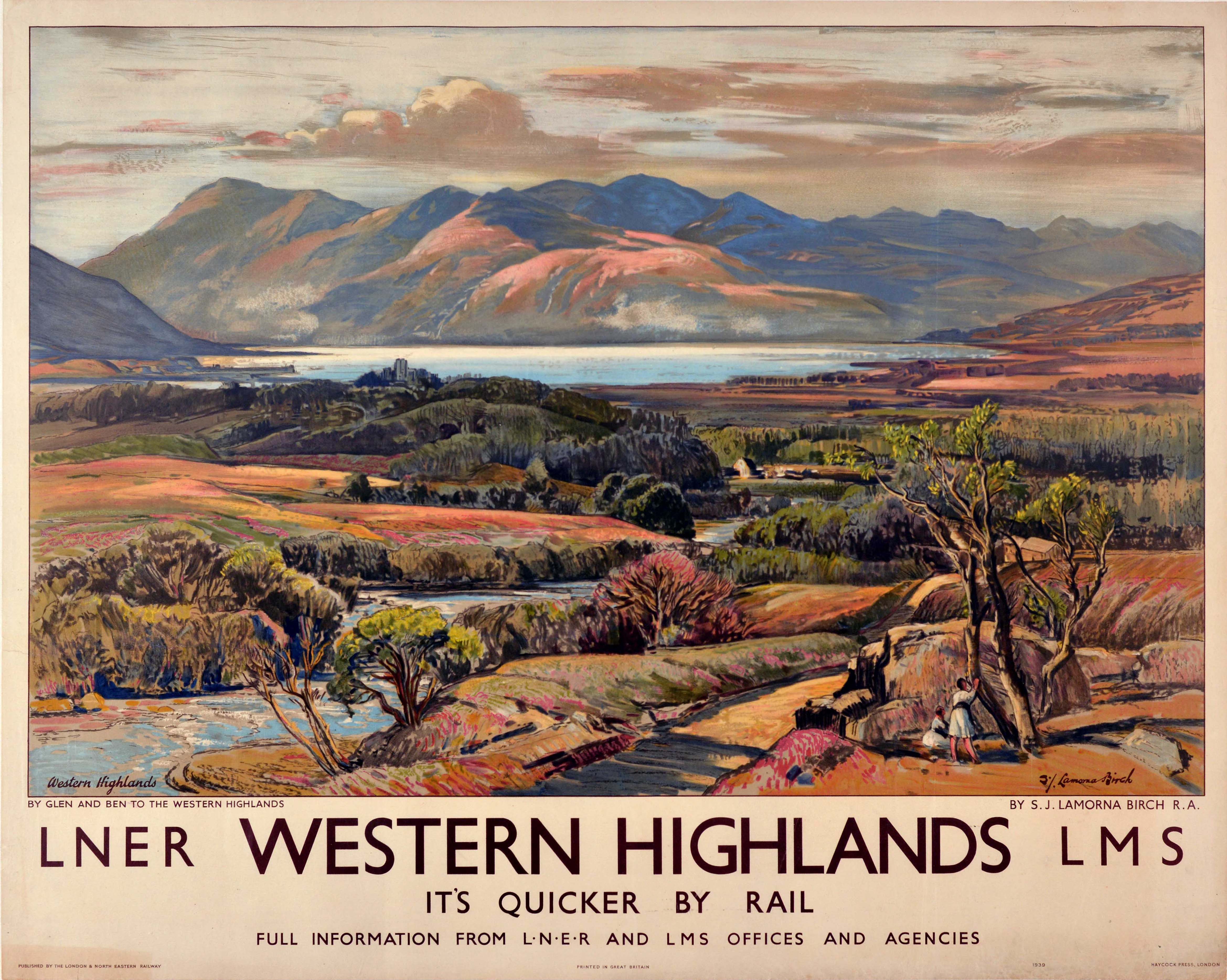 Original Vintage Train Travel Poster Western Highlands LNER LMS Scotland Birch