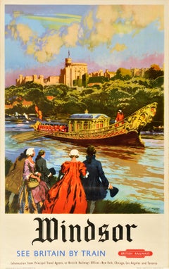 Original Vintage Train Travel Poster Windsor British Railways Gordon Nicoll