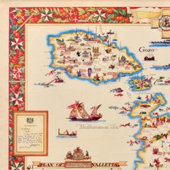 Original Vintage Travel Advertising Map Poster Malta The Maltese Islands Ciqheri