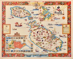 Original Vintage Travel Advertising Map Poster Malta The Maltese Islands Ciqheri