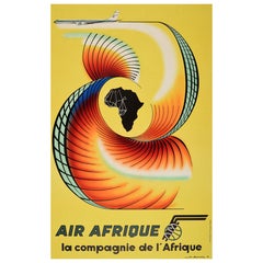 Original Vintage Travel Werbeplakat Air Afrique Afrika Fluggesellschaft Hermerel