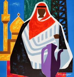 Original Vintage Travel Advertising Poster Air France Near East Guy Georget Art