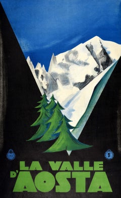 Original Vintage Travel Advertising Poster Aosta Valley Italy La Vallee d'Aoste