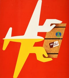 Original Vintage Travel Advertising Poster BEA Fly Freight Abram Games Design