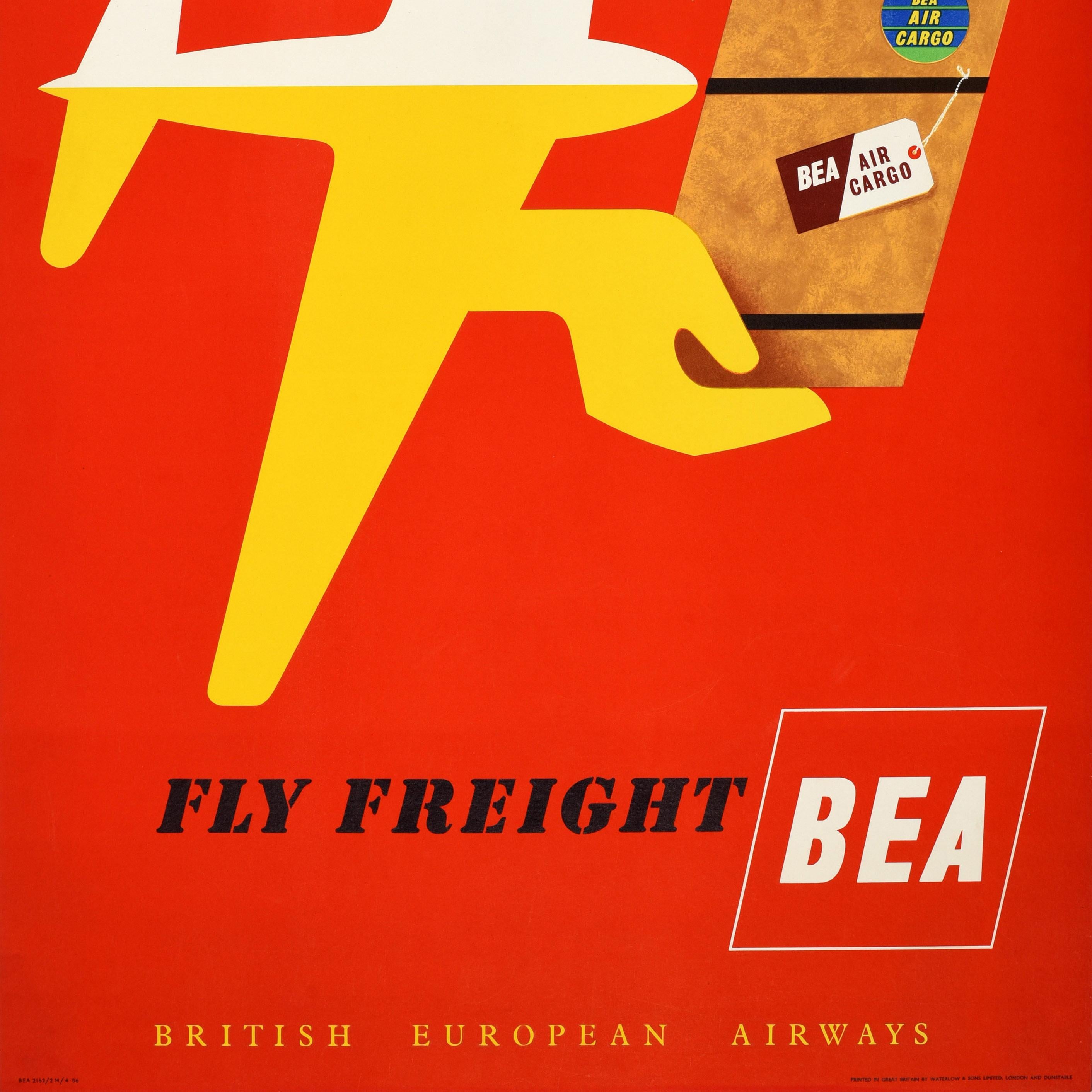 Original-Vintage-Reise-Werbeplakat BEA Fly Freight Abram Games, Design im Zustand „Gut“ im Angebot in London, GB