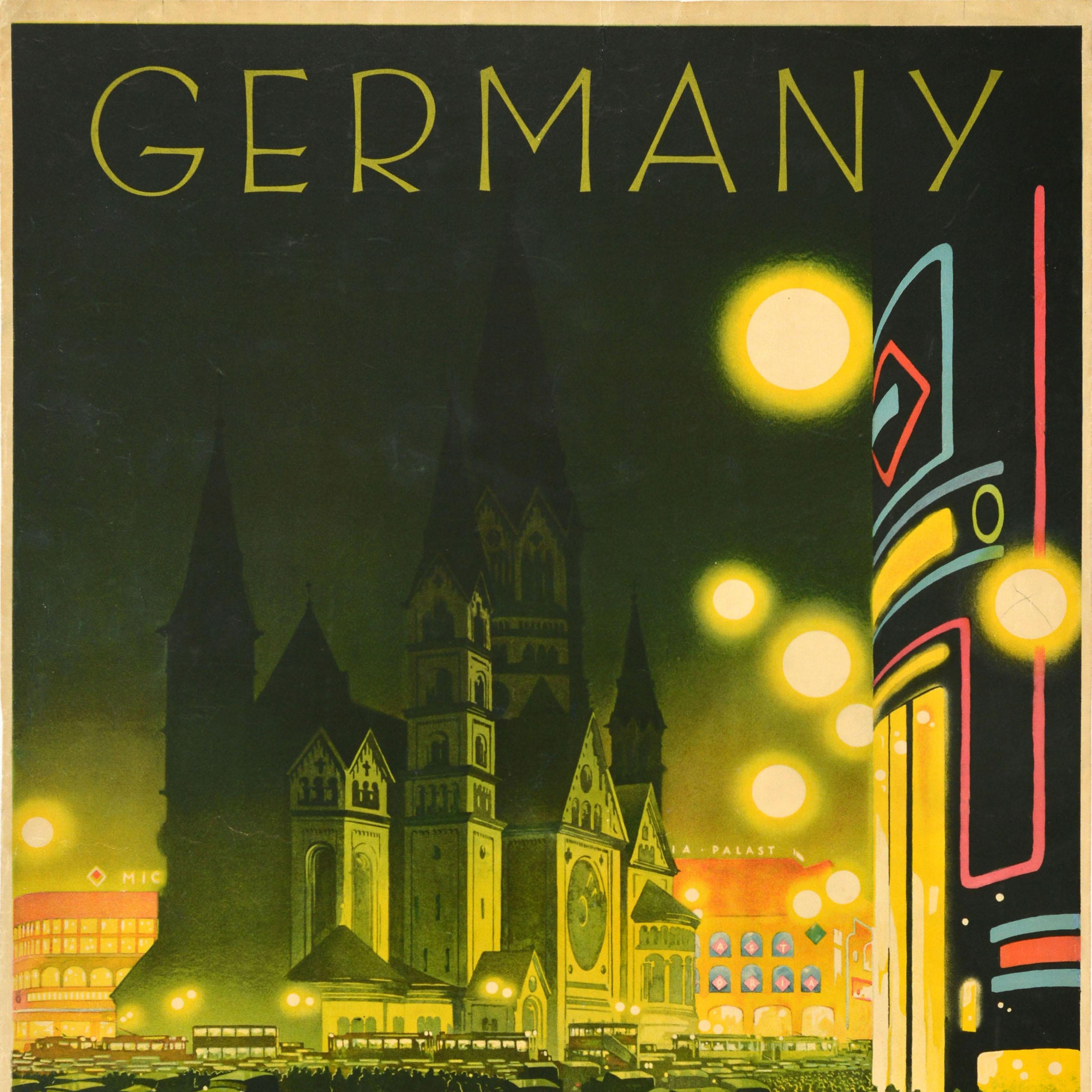 Allemand Affiche publicitaire originale de voyage vintage de Berlin, Allemagne, Jupp Wiertz, Art déco en vente