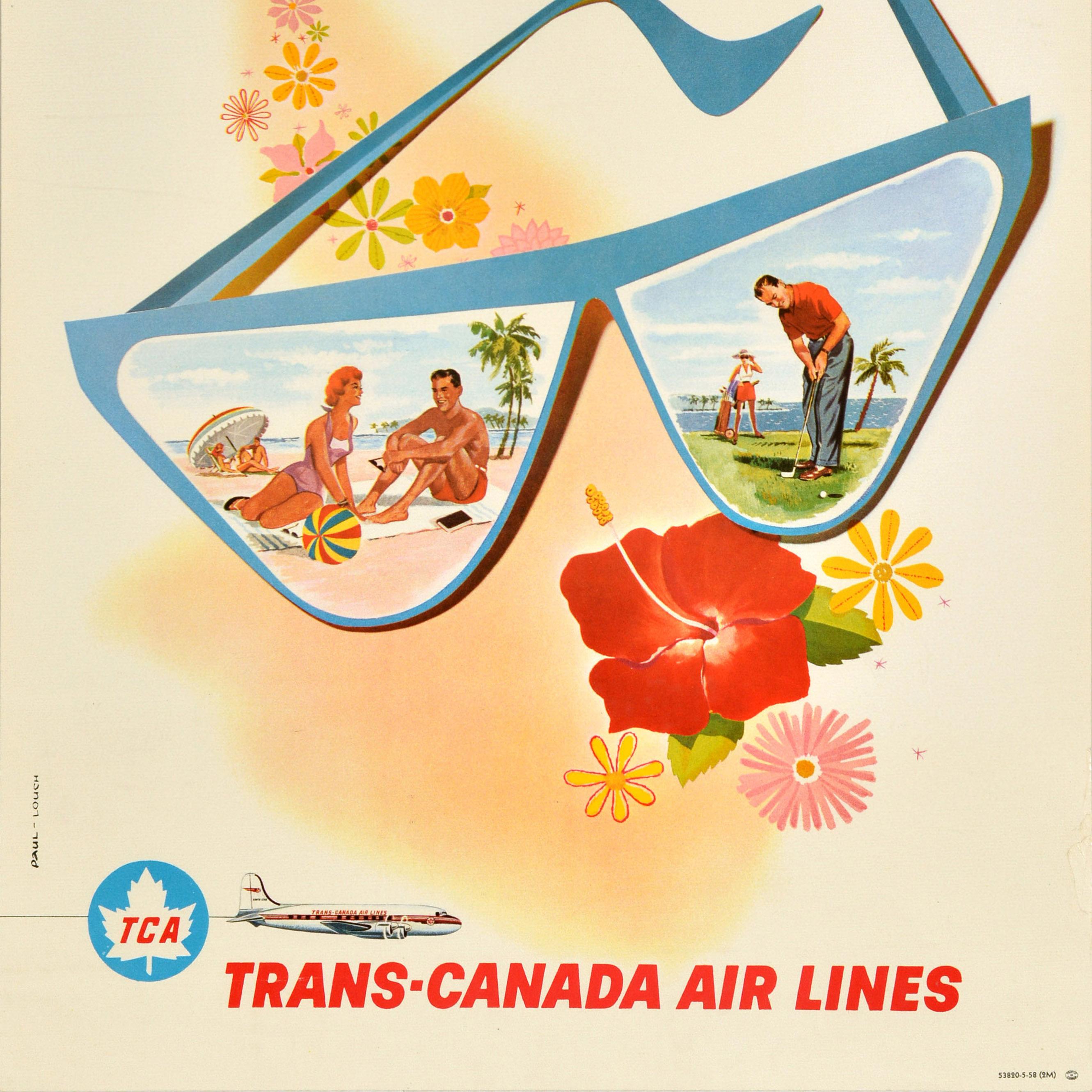 Poster pubblicitario originale d'epoca Bermuda Trans Canada Air Lines TCA In condizioni buone in vendita a London, GB