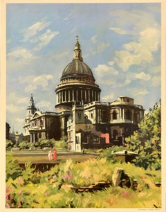 Original Vintage Travel Advertising Poster Britain London St Paul's Cathedral
