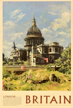 Original Vintage Travel Advertising Poster Britain London St Paul's Cathedral