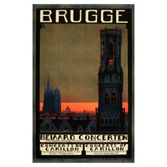 Original Vintage Travel Advertising Poster Brugge Bruges Concerts Of Carillon