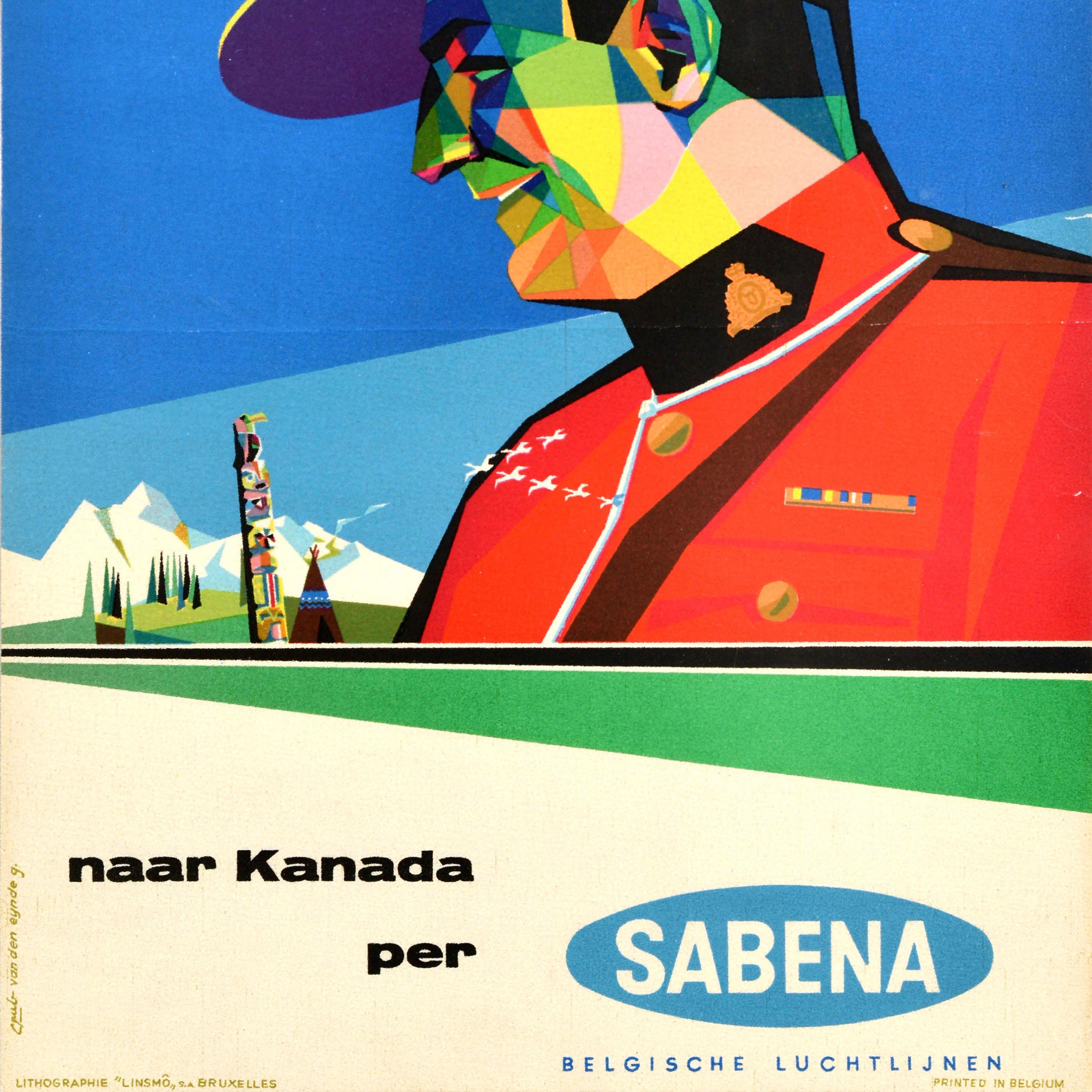 Original-Vintage-Reise-Werbeplakat Canada Sabena, Belgische Airlines, Niederländisch im Zustand „Gut“ im Angebot in London, GB
